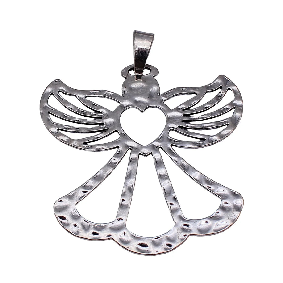82x71mm 18.7g Antique Silver Zinc Alloy Hollow Heart Angel Charm Pendant for DIY Necklace Bracelet Making