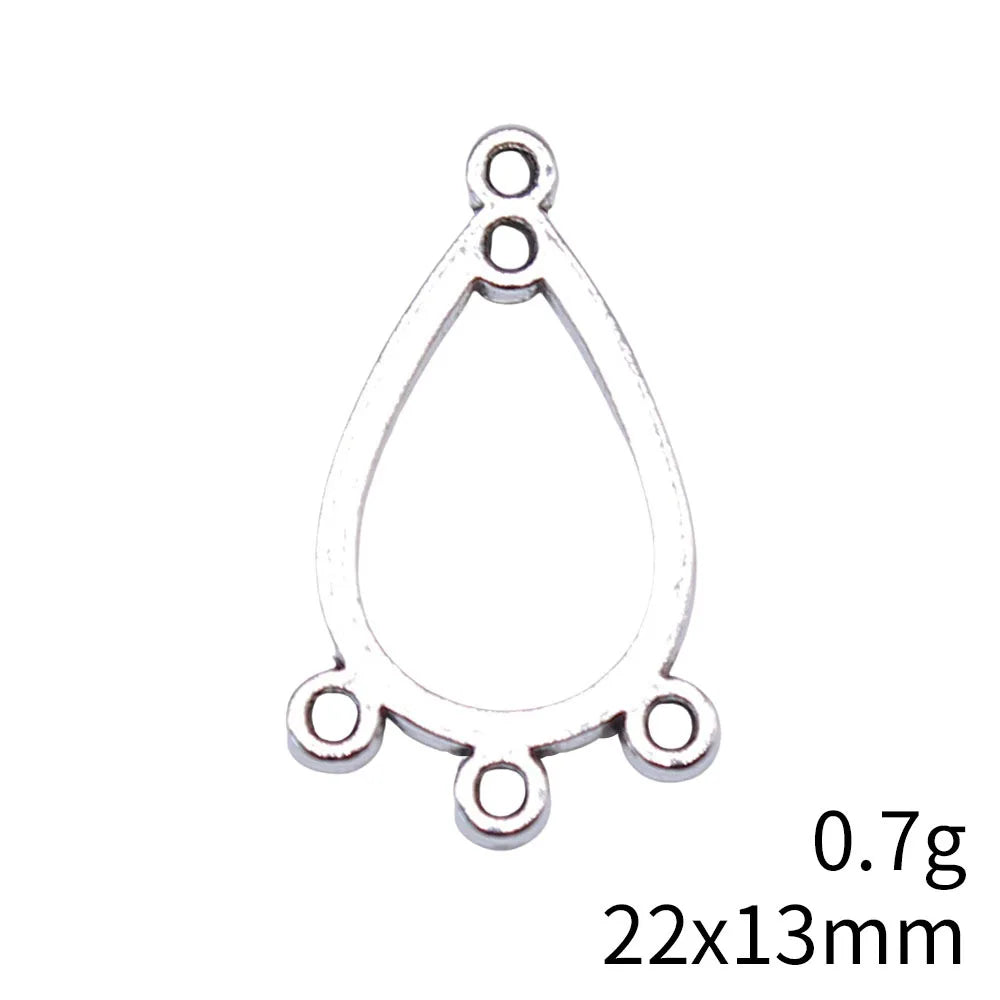 22x13mm 0.7g Antique Silver Zinc Alloy Teardrop Earring Connector Charm for DIY Earrings Jewelry