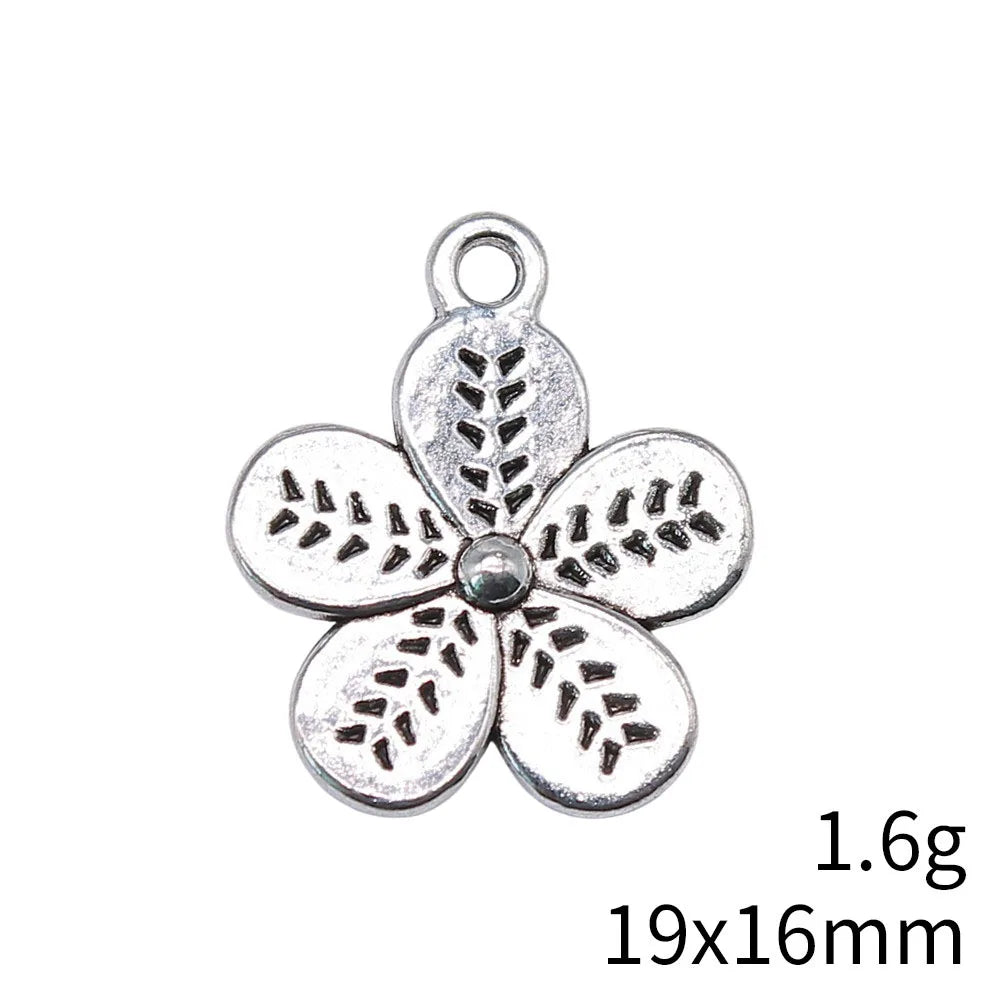19x16mm 1.6g Multicolor Zinc Alloy Double Sided Flower Charm Pendant for DIY Bracelet Necklace Making