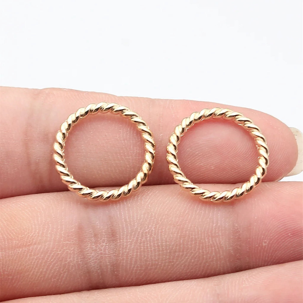 20x20x2.5mm 1.3g KC Gold Tone Zinc Alloy Twisted Round Ring Connector Findings for DIY Jewelry Making
