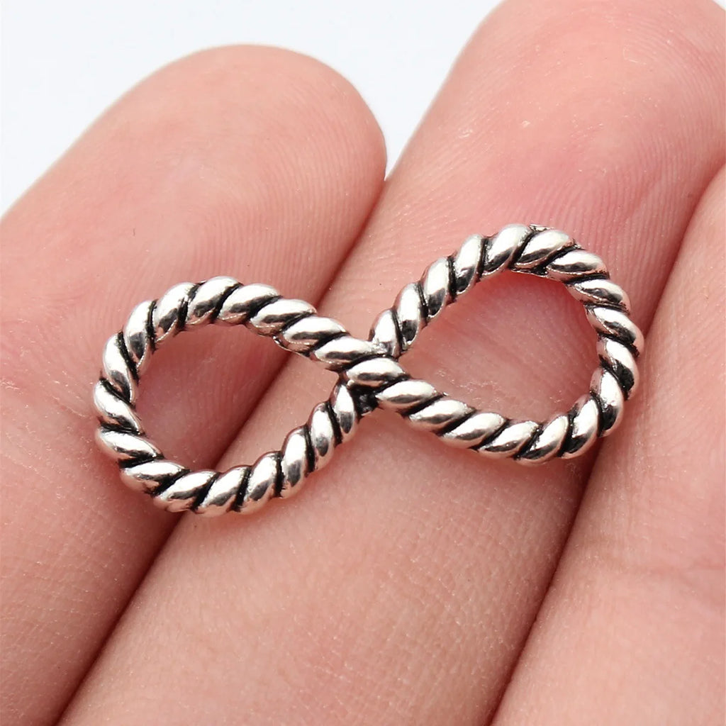 29x12mm 1.8g Multicolor Zinc Alloy Rope Infinity Symbol Connector Charm for DIY Bracelet Making