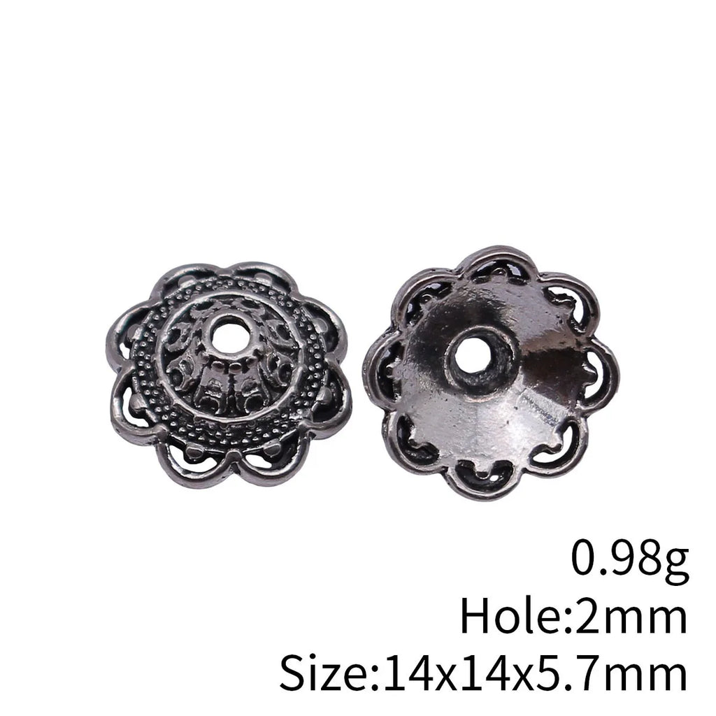 14x14x5.7mm 0.98g Antique Silver Zinc Alloy Flower Bead Cap Jewelry Findings for DIY Beaded Jewelry Making