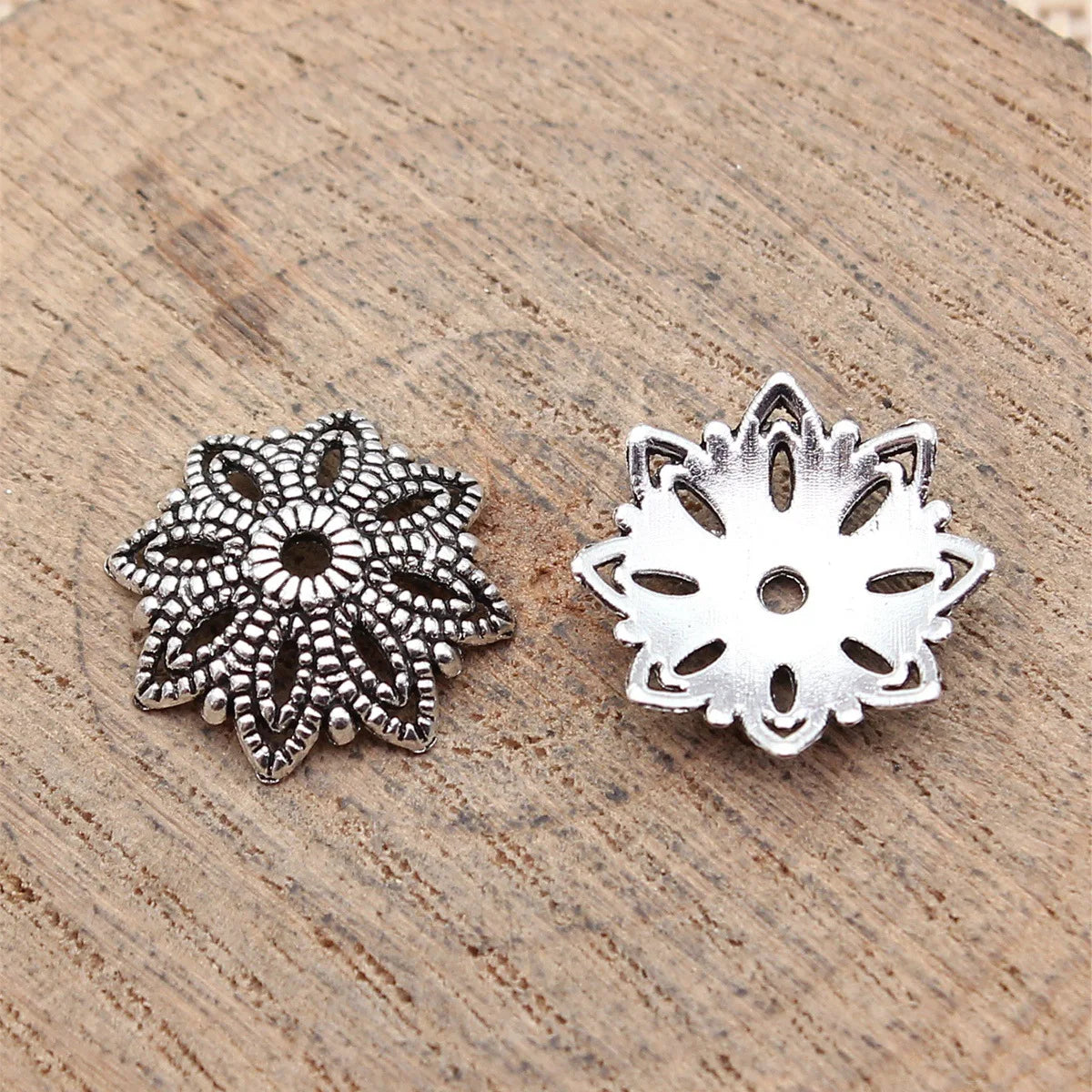 15x15mm 0.8g Antique Silver Zinc Alloy Flower Bead Caps Spacer Findings for DIY Jewelry Making