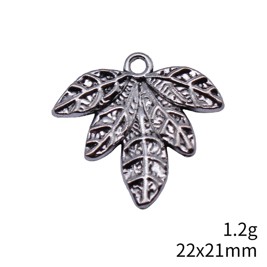 22x21mm 1.2g Antique Silver Zinc Alloy Leaf Charm Pendant for DIY Necklace Bracelet Jewelry Making