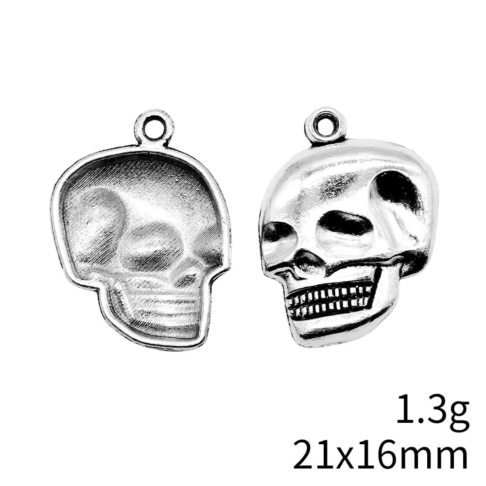 21x16mm 1.3g Antique Silver Zinc Alloy Skull Charm Pendant for DIY Necklace Bracelet Jewelry Making