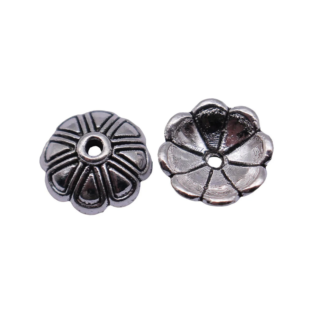10x10x3.8mm 0.72g Antique Silver Zinc Alloy Flower Bead Caps for DIY Beaded Jewelry Making