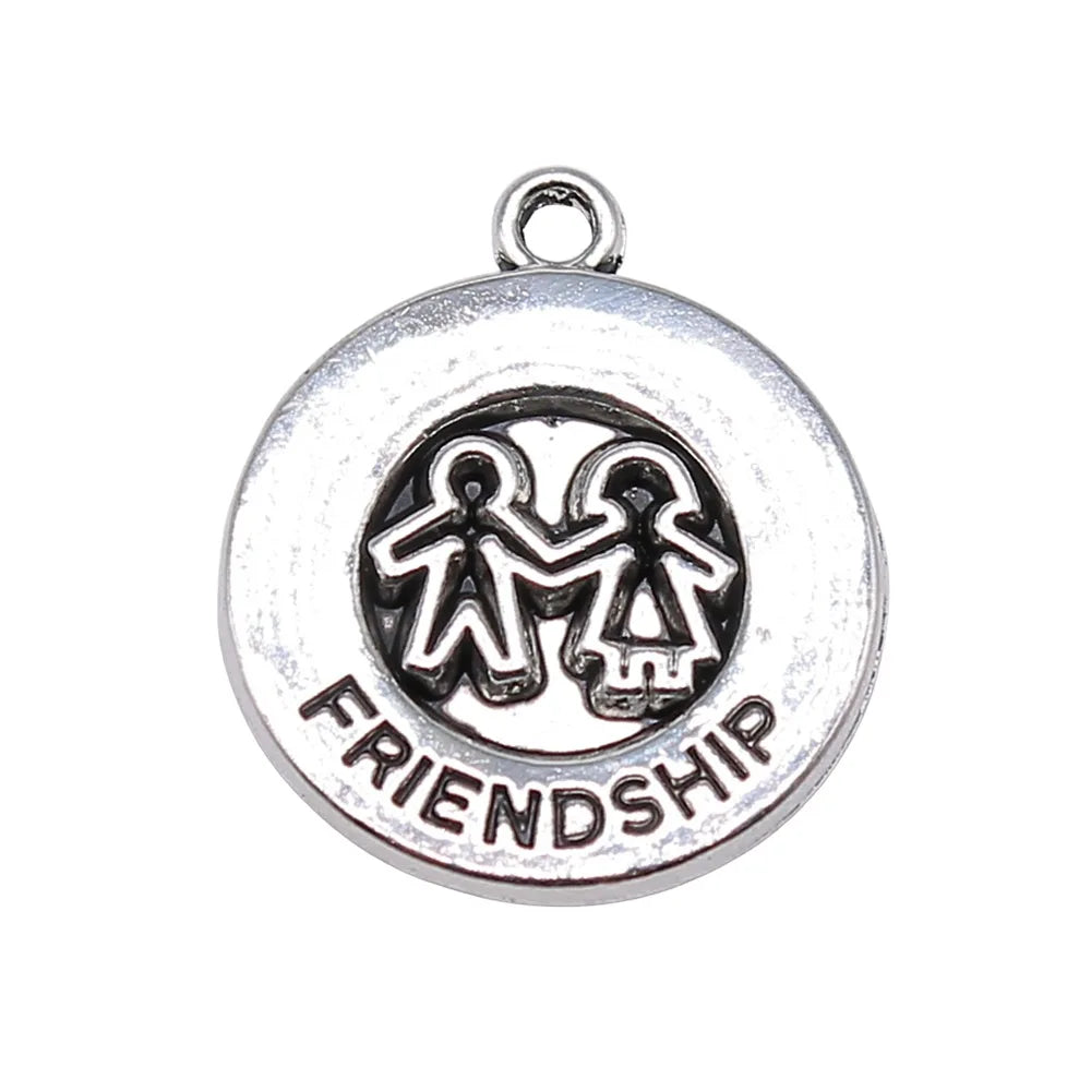 19x16mm 2.2g Antique Silver Zinc Alloy Hand in Hand Friendship Charm Pendant for Bracelet Making