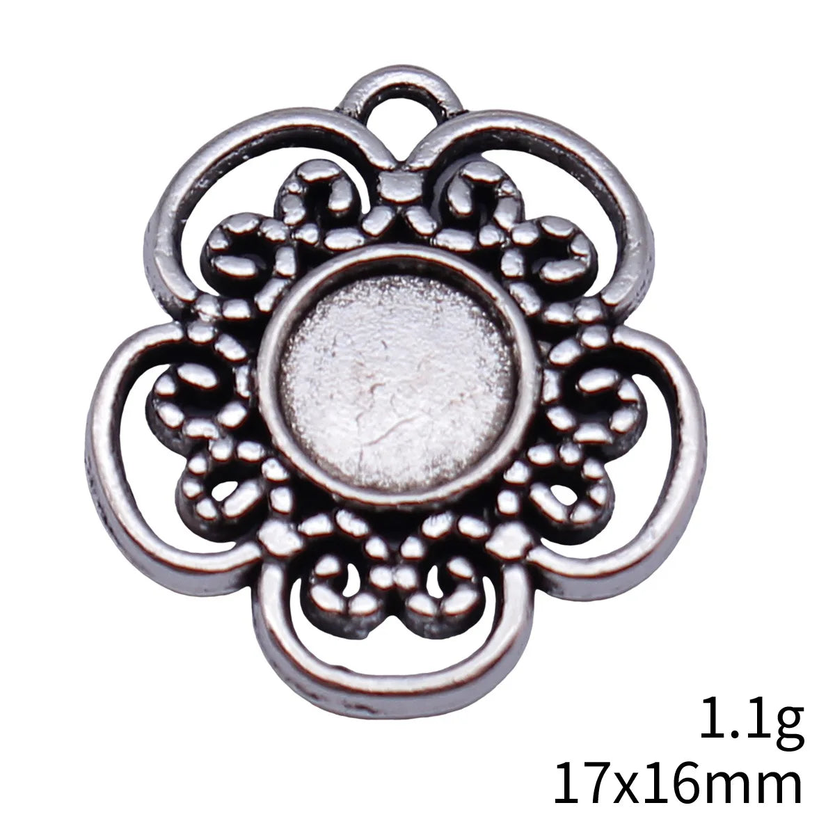 17x16mm 1.1g Antique Silver Zinc Alloy Flower Charm Pendant for DIY Necklace Bracelet Making
