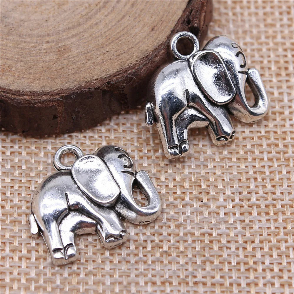 21x20mm 2.8g Antique Silver Zinc Alloy Elephant Charm Pendant for Necklace Bracelet Making