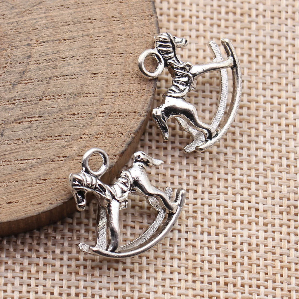 20x18mm 2.2g Antique Silver Zinc Alloy Rocking Horse Charm Pendant for DIY Bracelet Necklace Making