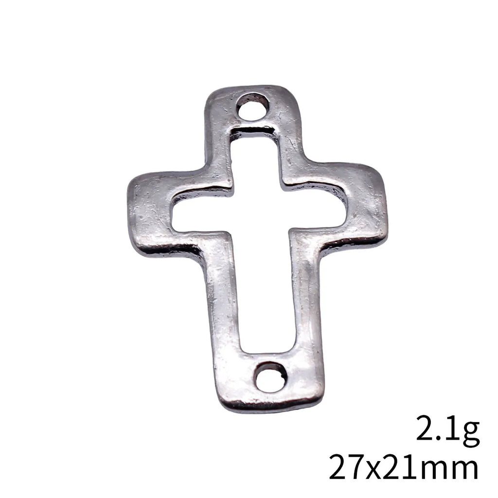 27x21mm 2.1g Antique Silver Zinc Alloy Openwork Cross Hollow Connector Charm for DIY Necklace Bracelet Making