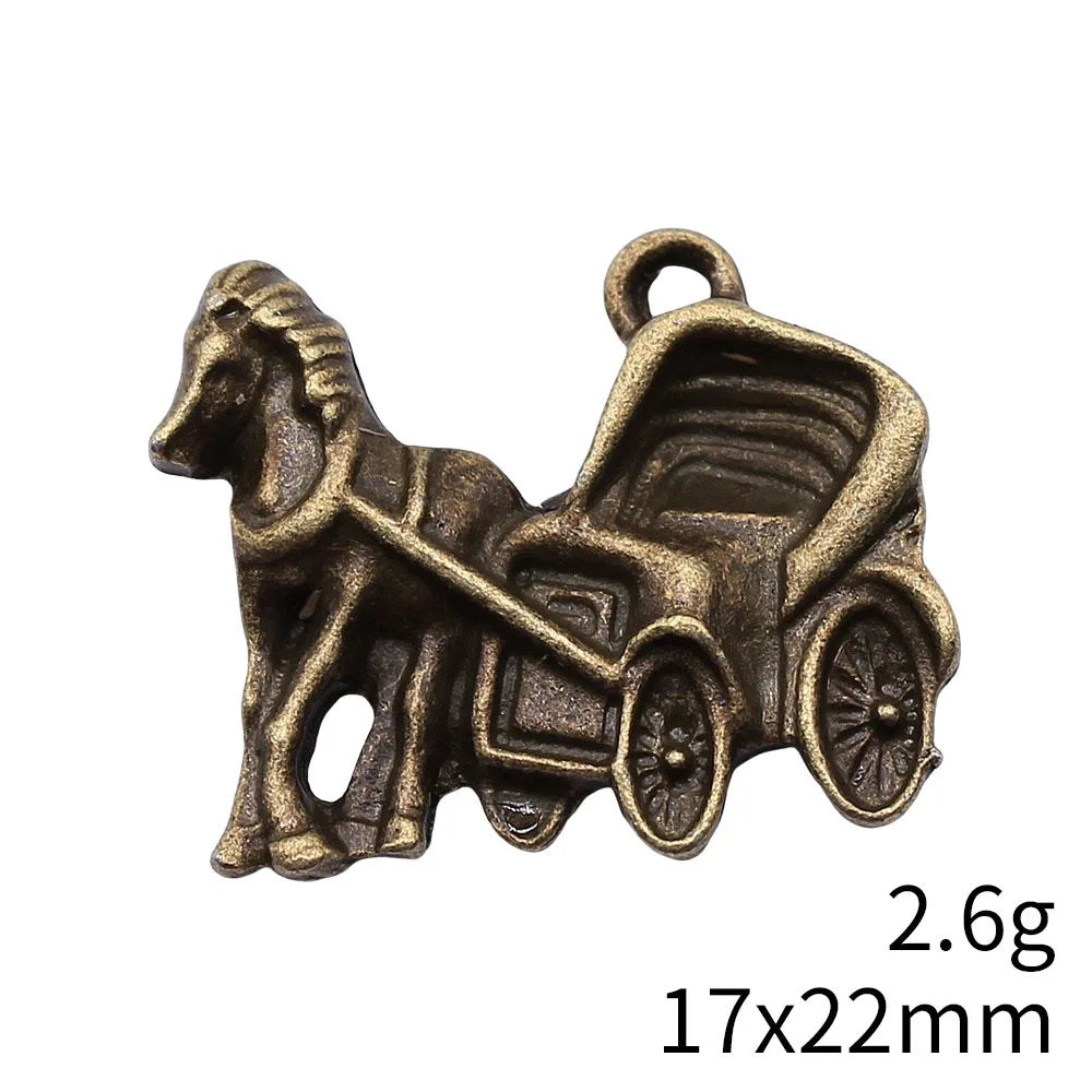 17x22mm 2.6g Antique Bronze Zinc Alloy Carriage Charm Pendant for DIY Vintage Jewelry Making
