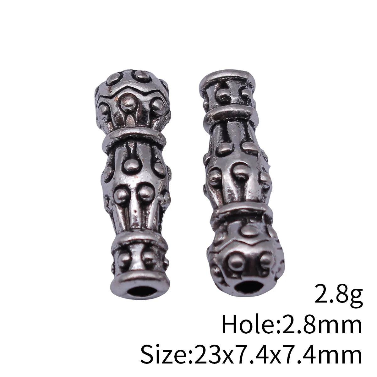 23x7.4x7.4mm 2.8g Antique Silver Zinc Alloy Imam Prayer Rosary Loose Metal Beads for Tasbih Jewelry Making