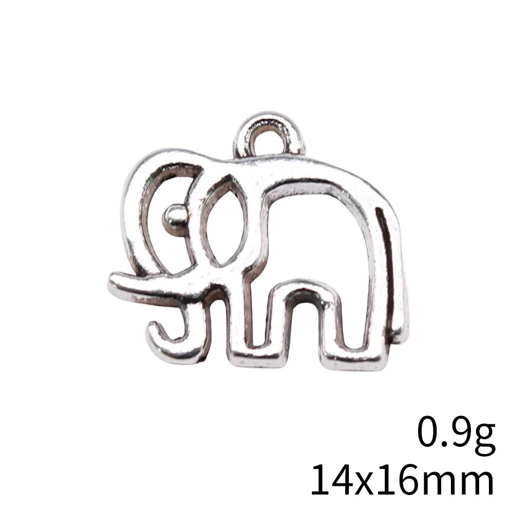 14x16mm 0.9g Multicolor Zinc Alloy Elephant Charm Pendant for DIY Necklace Bracelet Jewelry Making