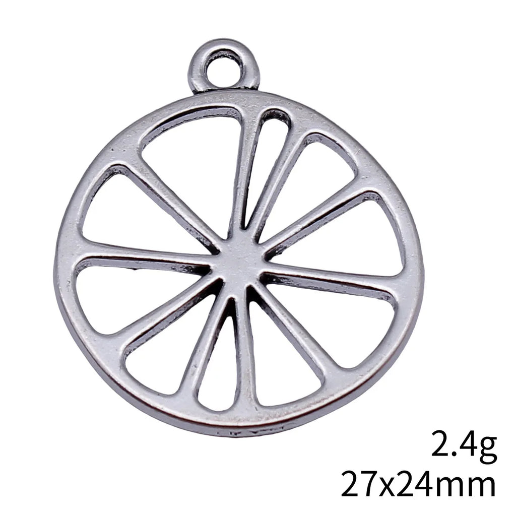 27x24mm 2.4g Multicolor Zinc Alloy Hollow Lemon Slice charm pendant for DIY bracelet necklace jewelry