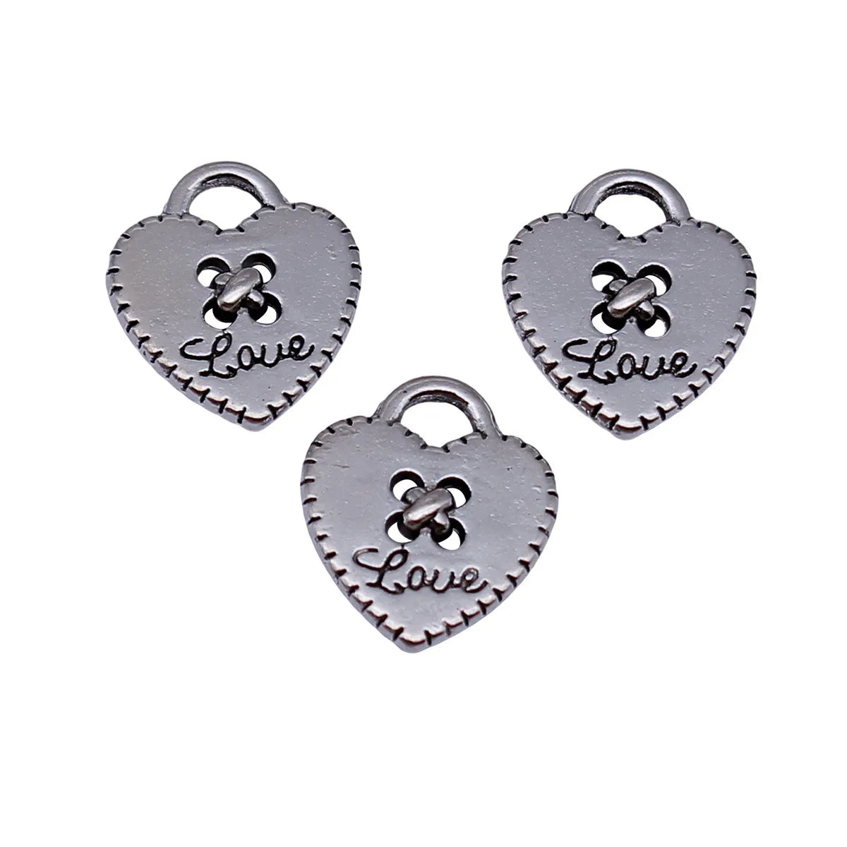 12x10mm 0.53g Antique Silver Zinc Alloy LOVE Heart Charm Pendant for Necklace Bracelet DIY Jewelry
