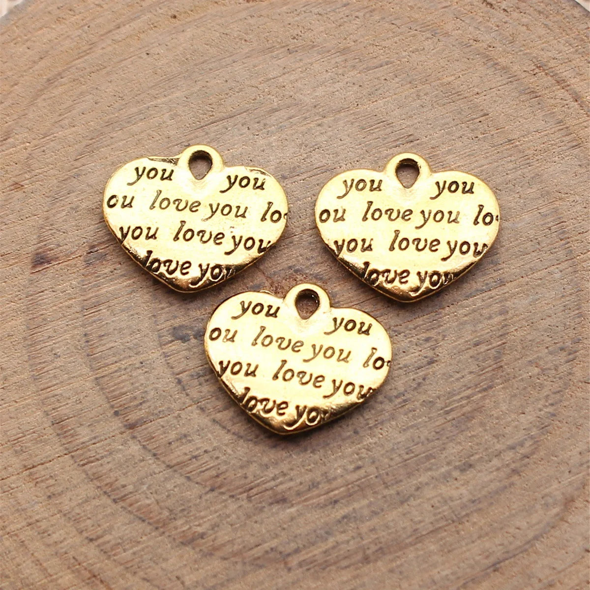 13x12mm 0.83g Multicolor Zinc Alloy Love You Heart Double Sided Charm Pendant for DIY Necklace Bracelet Making