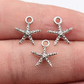 14x12mm 0.41g Antique Silver Zinc Alloy Dotted Starfish Charm Pendant for DIY Beach Jewelry Making