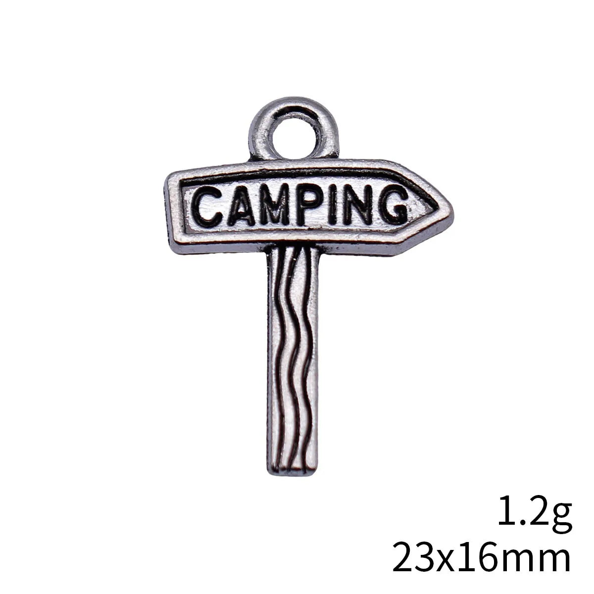 23x16mm 1.2g Antique Silver Zinc Alloy Camping Sign Charm Pendant for DIY Necklace Bracelet Making