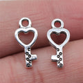 7x15mm 0.3g Antique Silver Zinc Alloy Key Charm Pendant for DIY Necklace Bracelet Jewelry Making