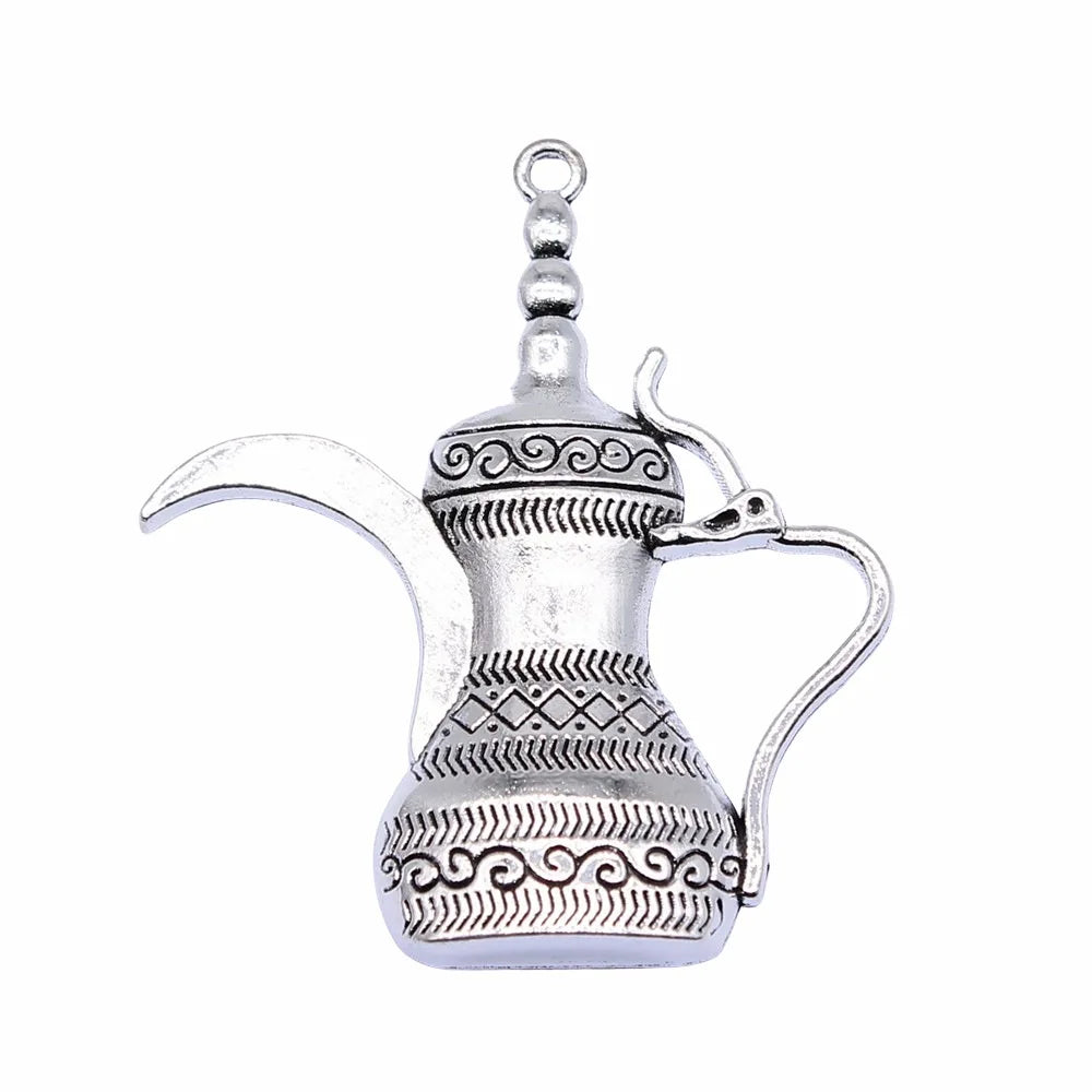 46x41mm 5.4g Antique Silver Zinc Alloy Wine Flask Charm Pendant for DIY Necklace Jewelry Making
