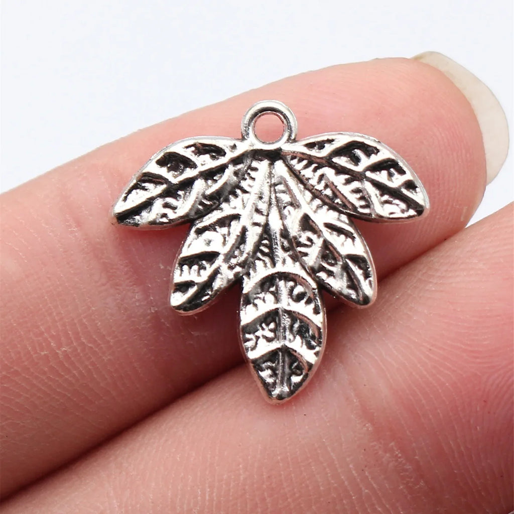 22x21mm 1.2g Antique Silver Zinc Alloy Leaf Charm Pendant for DIY Necklace Bracelet Jewelry Making