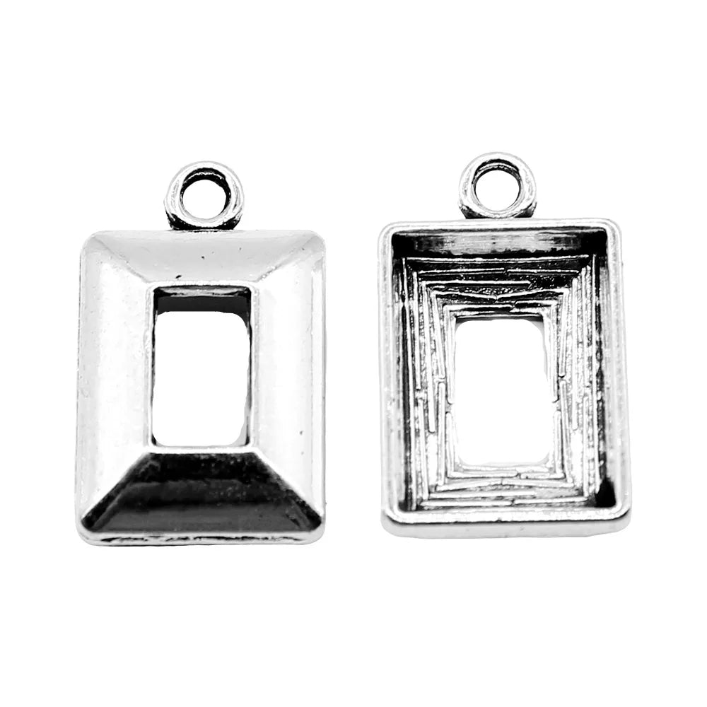 13x20mm 1.5g Antique Silver Zinc Alloy Rectangle Charm Pendant for DIY Necklace Bracelet Jewelry Making