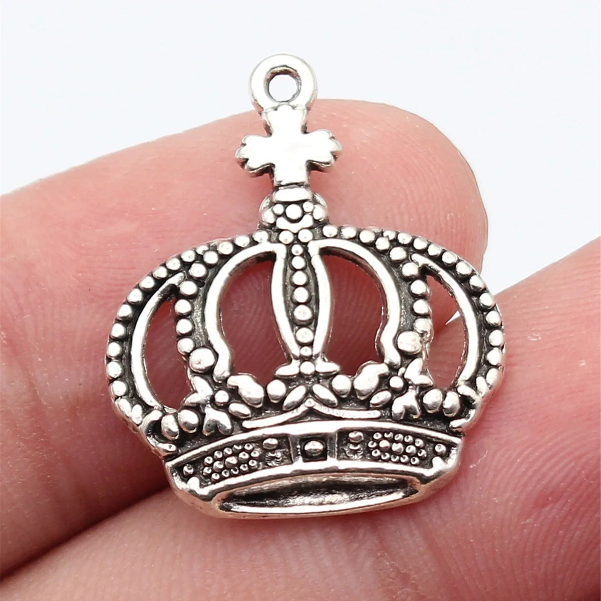 25x21mm 2g Antique Silver Zinc Alloy Cross Crown Charm Pendant for DIY Necklace Jewelry Making
