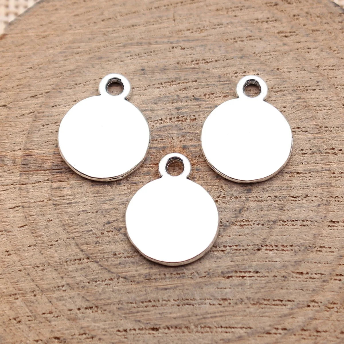 15x12mm 0.98g Antique Silver Zinc Alloy Smooth Round Disc Tag Charm Pendant for DIY Jewelry Making