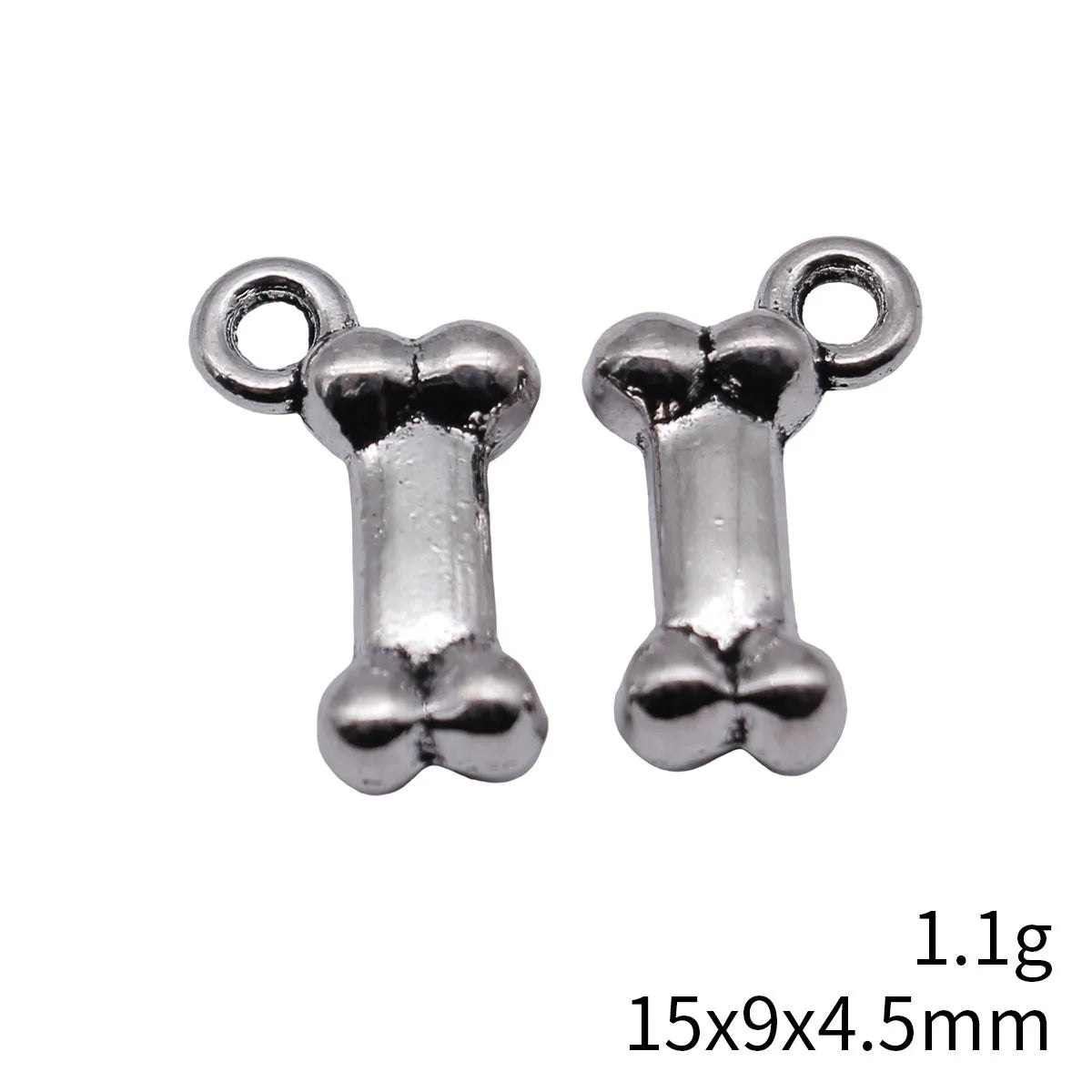 15x9x4.5mm 1.1g Antique Silver Zinc Alloy Bone Charm Pendant for DIY Pet Theme Jewelry Making
