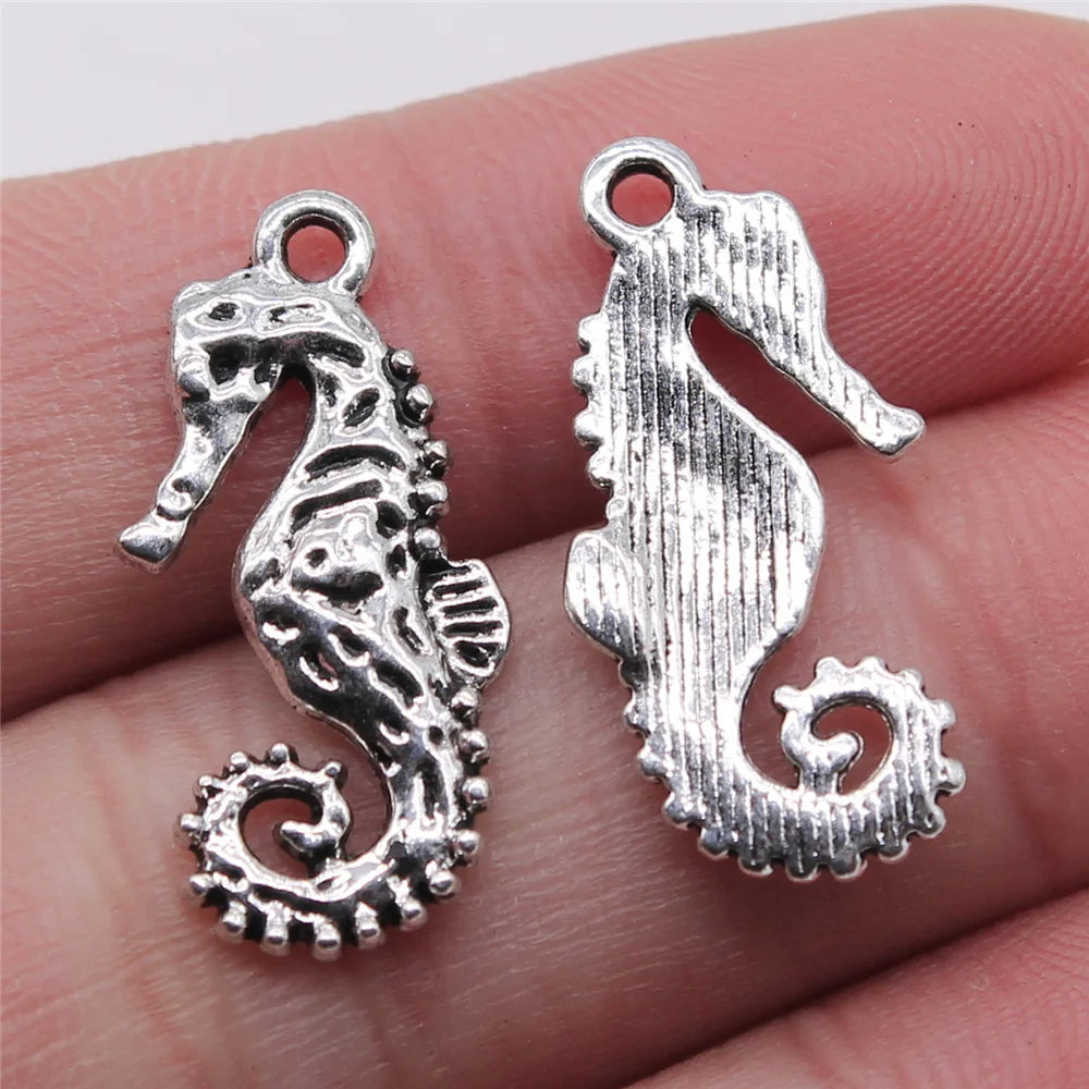 12x25mm 1.3g Antique Silver Zinc Alloy Seahorse Charm Pendant for Necklace Bracelet DIY Jewelry