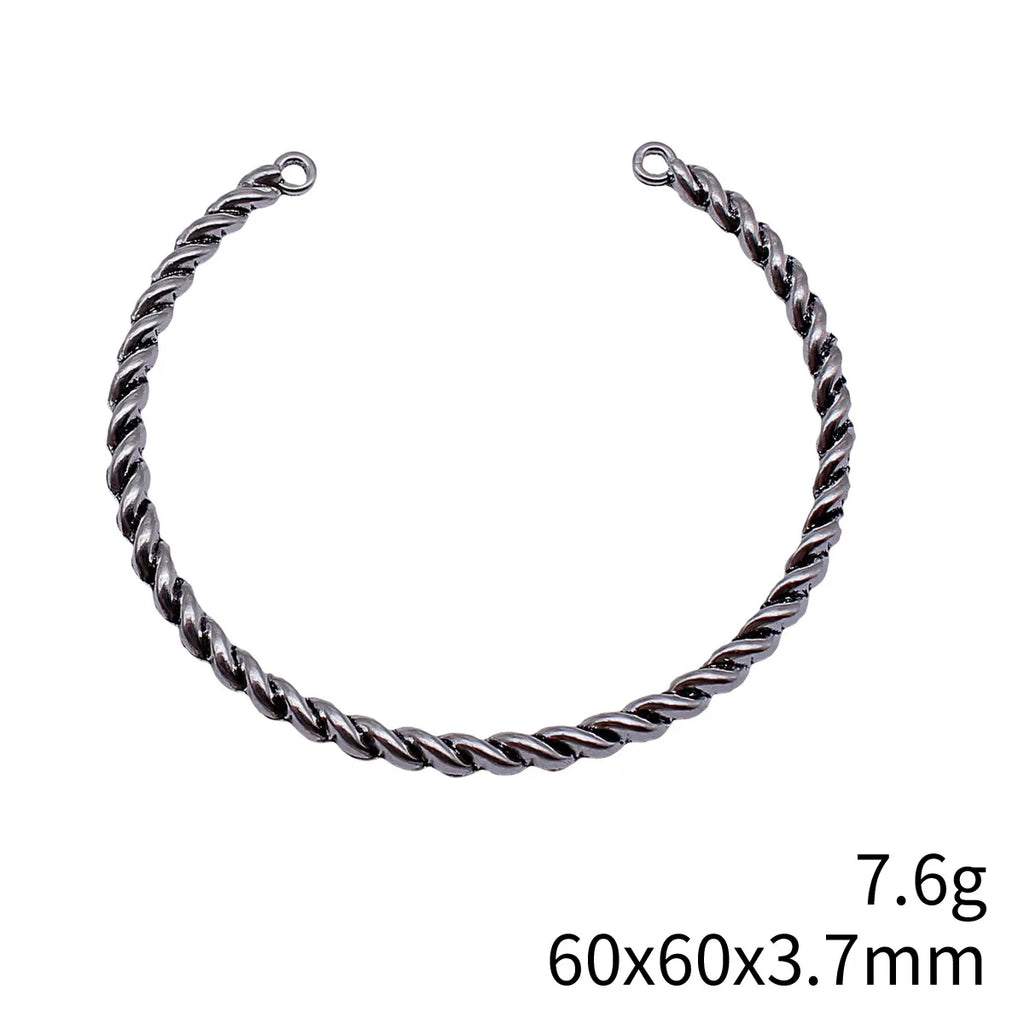 60x60x3.7mm 7.6g Antique Silver Zinc Alloy Twisted Ring Connector Charm for DIY Bangle Jewelry Making
