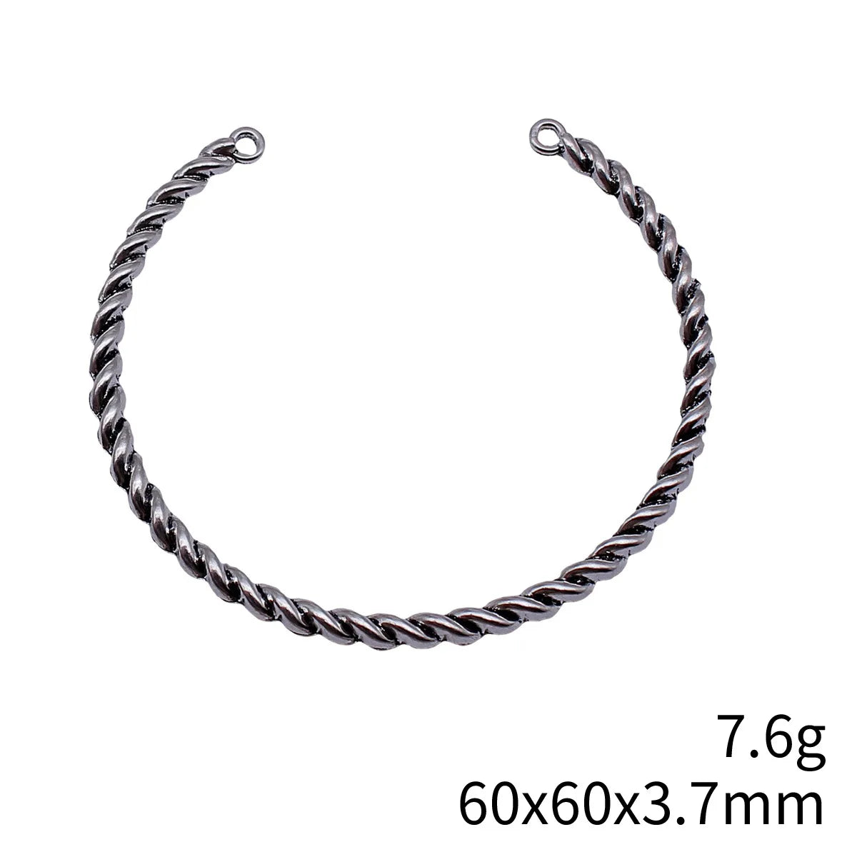 60x60x3.7mm 7.6g Antique Silver Zinc Alloy Twisted Ring Connector Charm for DIY Bangle Jewelry Making