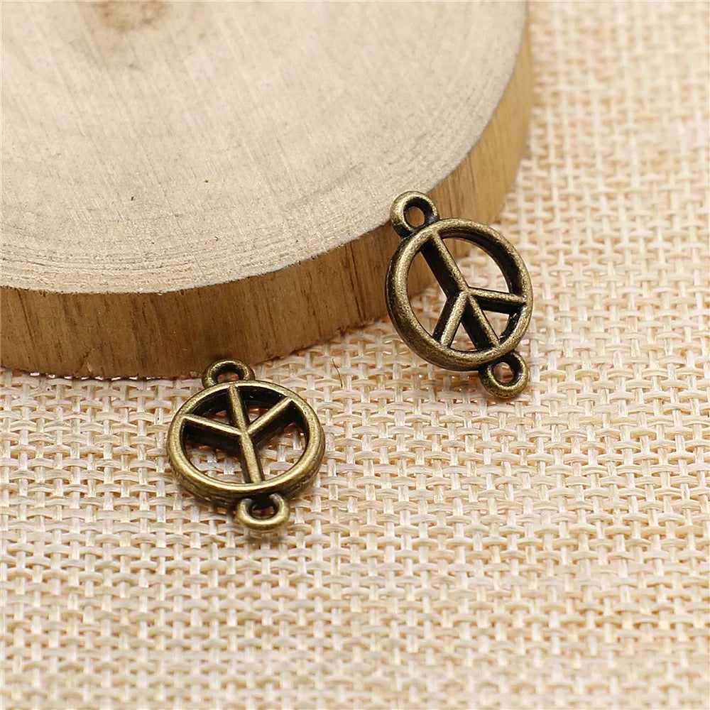 18x12mm 1.2g Multi Color Zinc Alloy Peace Sign Connector Charm for DIY Bracelet Jewelry Making