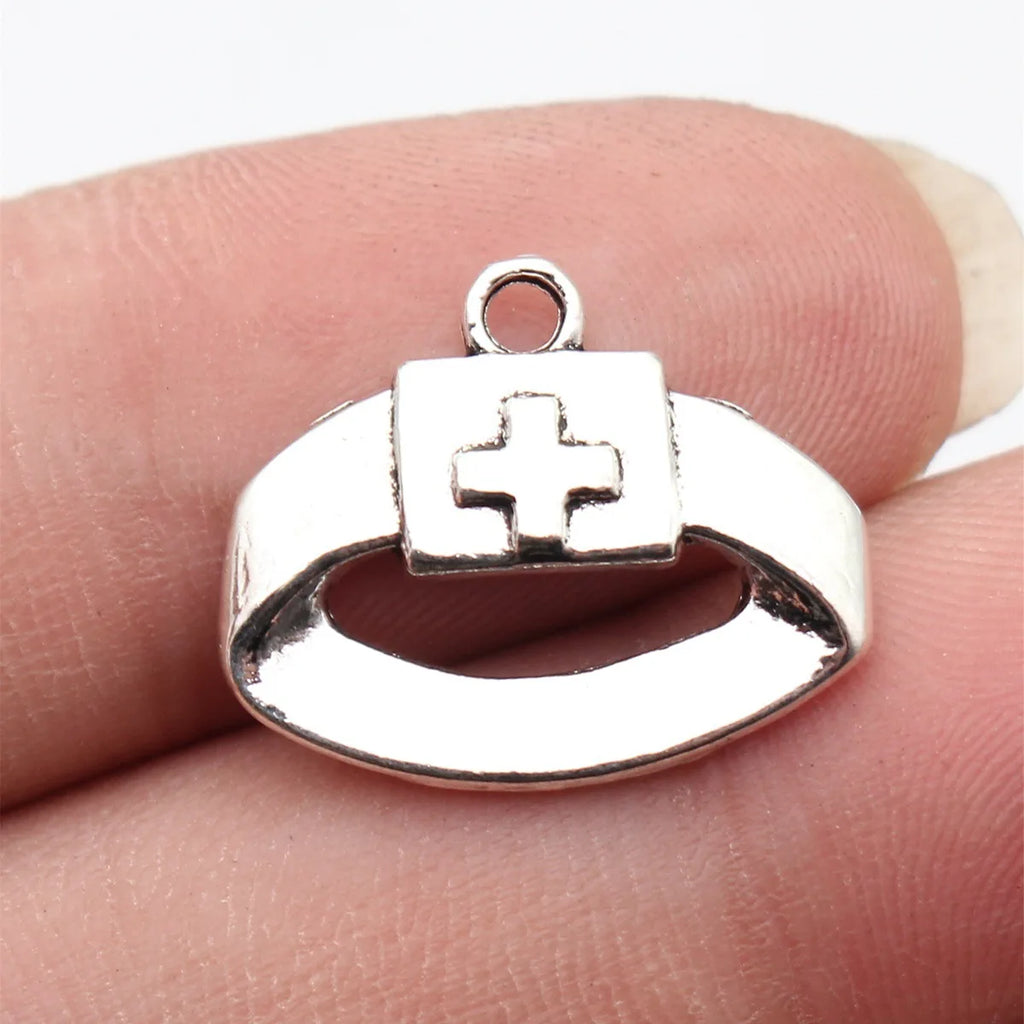 20x16mm 1.3g Antique Silver Zinc Alloy Nurse Hat Nurse Cap Charm Pendant for DIY Necklace Earring Bracelet Making