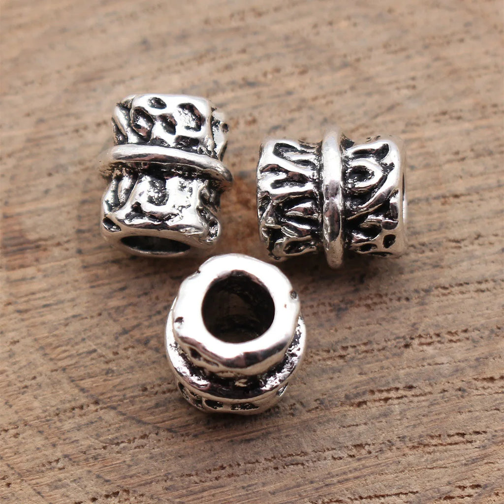10x9.7x9.6mm 2.1g Antique Silver Zinc Alloy Vintage Textured Spacer Beads for DIY Bracelet Jewelry Making