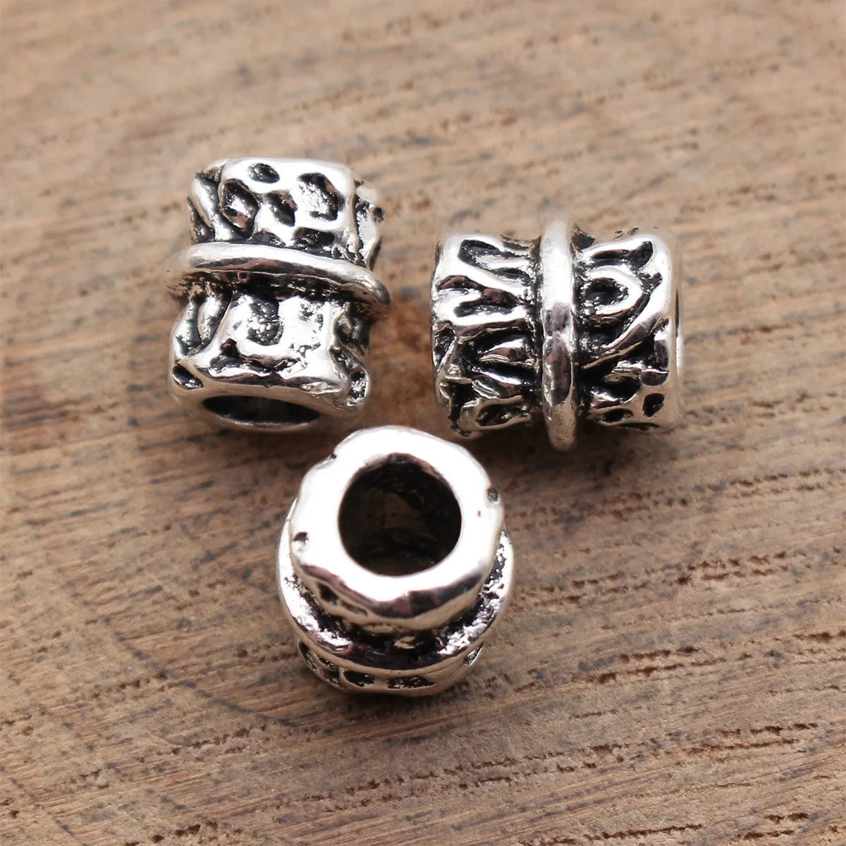 10x9.7x9.6mm 2.1g Antique Silver Zinc Alloy Vintage Textured Spacer Beads for DIY Bracelet Jewelry Making