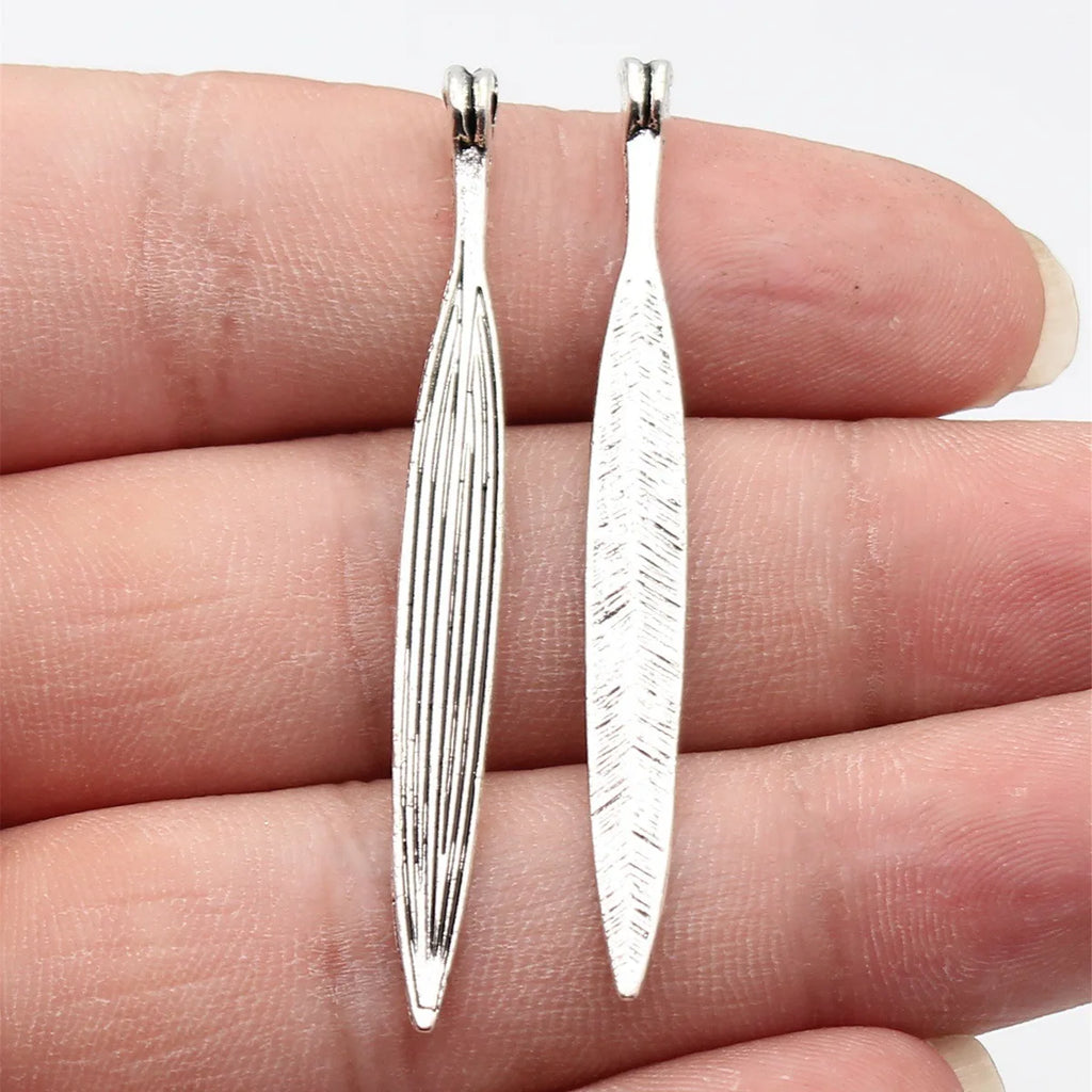 56x5.7x1.5mm 1.5g Antique Silver Zinc Alloy Long Boat Oar Charm Pendant for DIY Nautical Jewelry Making