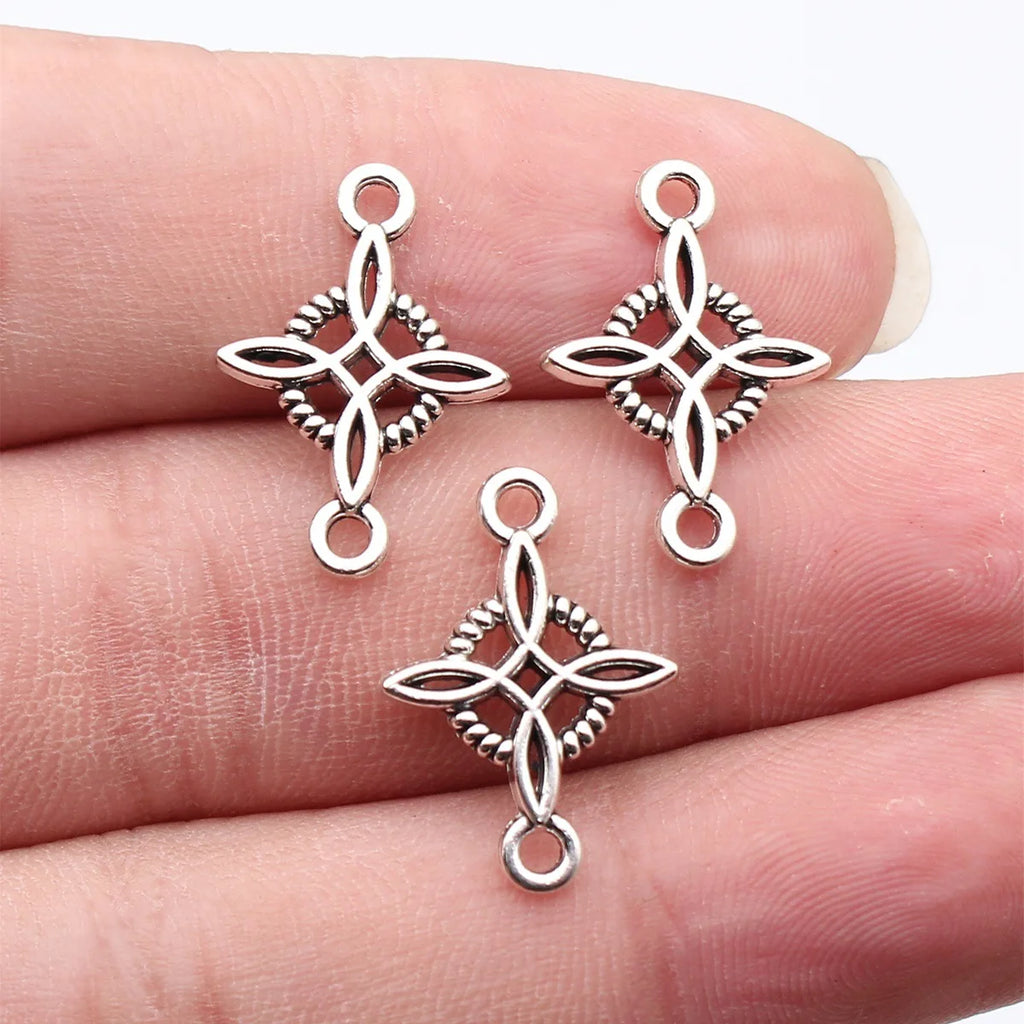 21x15mm 0.85g Antique Silver Zinc Alloy Cross Star Celtic Knot Four Leaf Connector Charm for DIY Jewelry