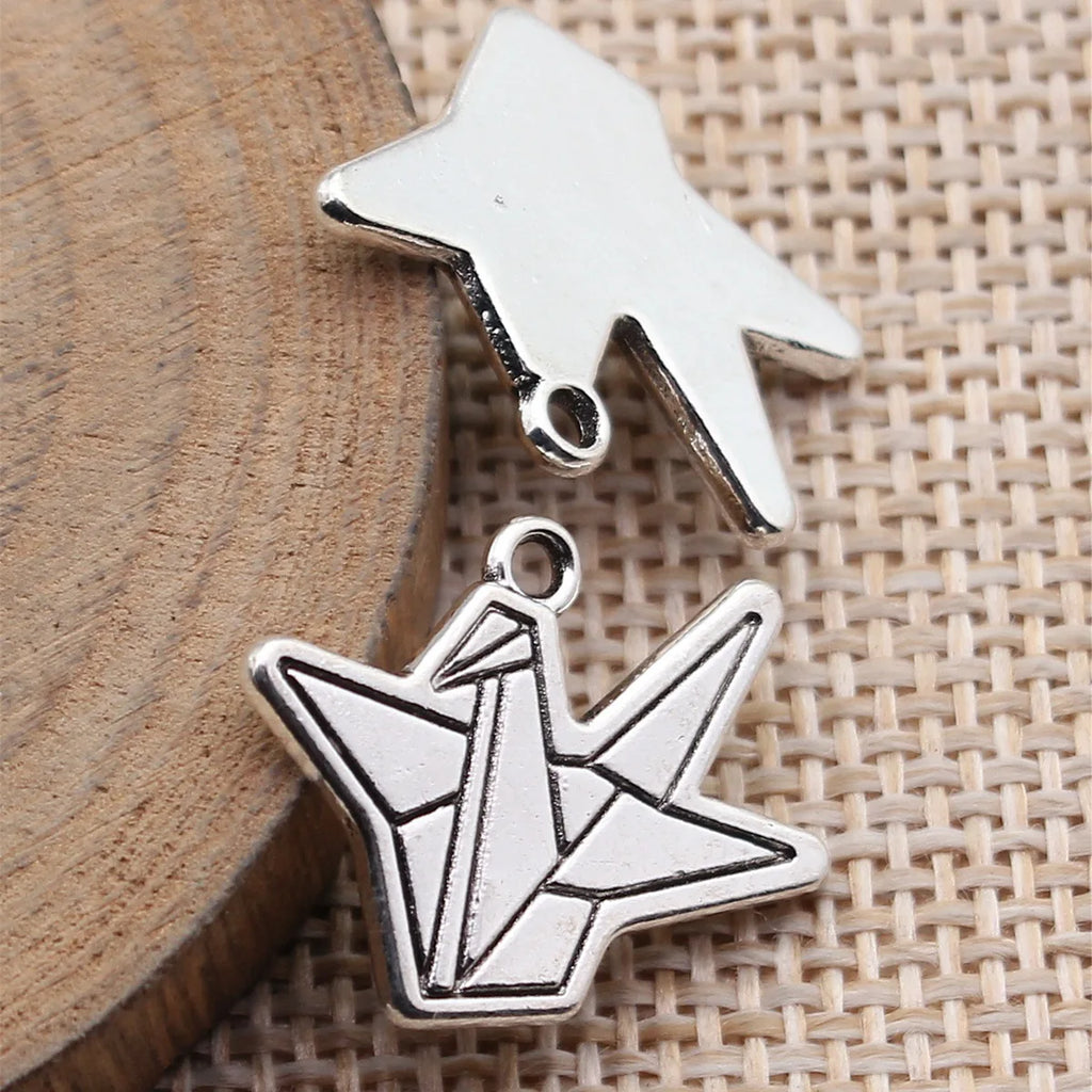 20x16mm 1.8g Antique Silver Zinc Alloy Origami Crane Charm Pendant for DIY Necklace Bracelet Making