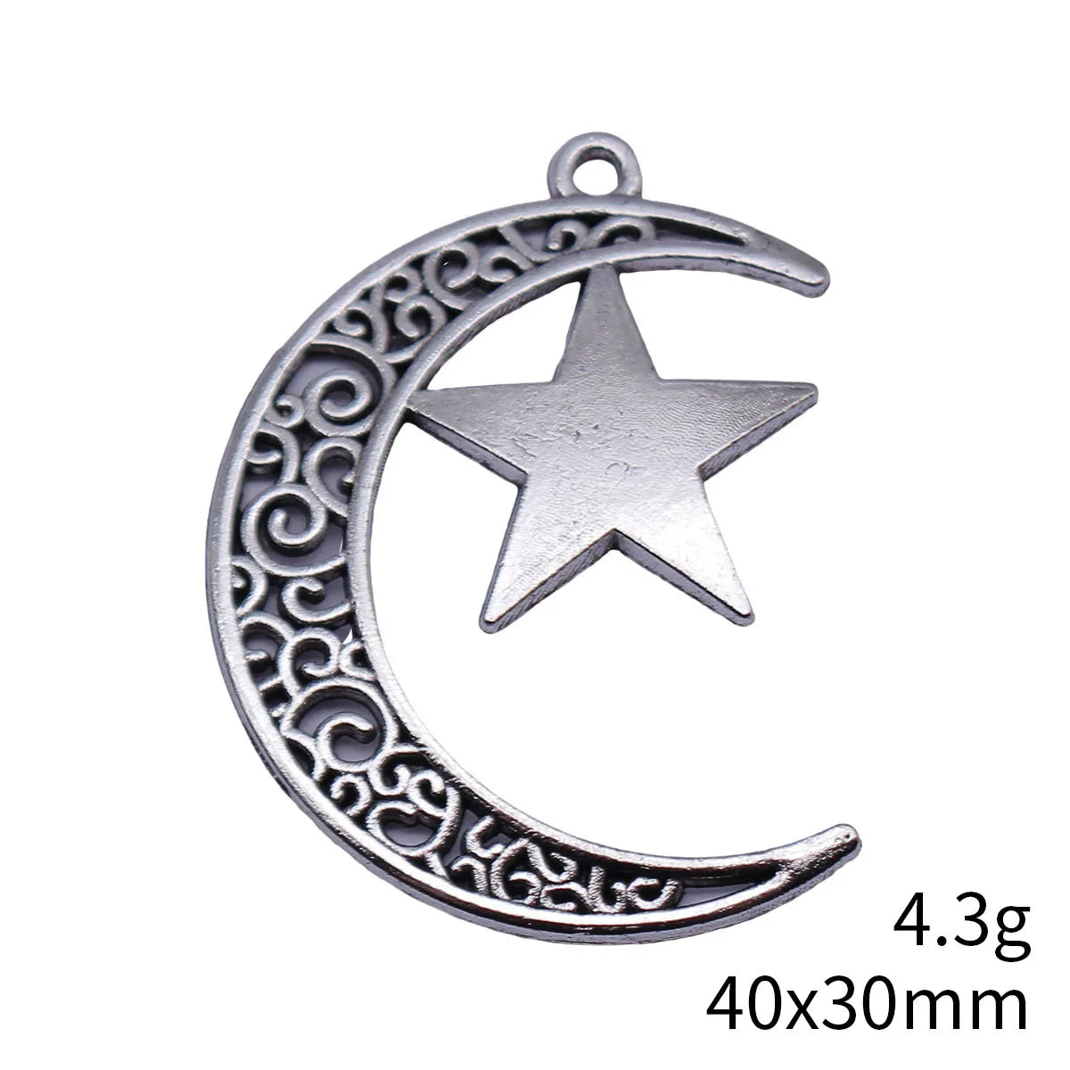 40x30mm 4.3g Antique Silver Zinc Alloy Moon Star Charm Pendant for DIY Necklace Bracelet Making