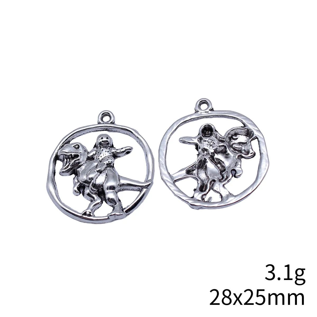 28x25mm 3.1g Antique Silver Zinc Alloy Tyrannosaurus Rider Charm Pendant for DIY Jewelry Making