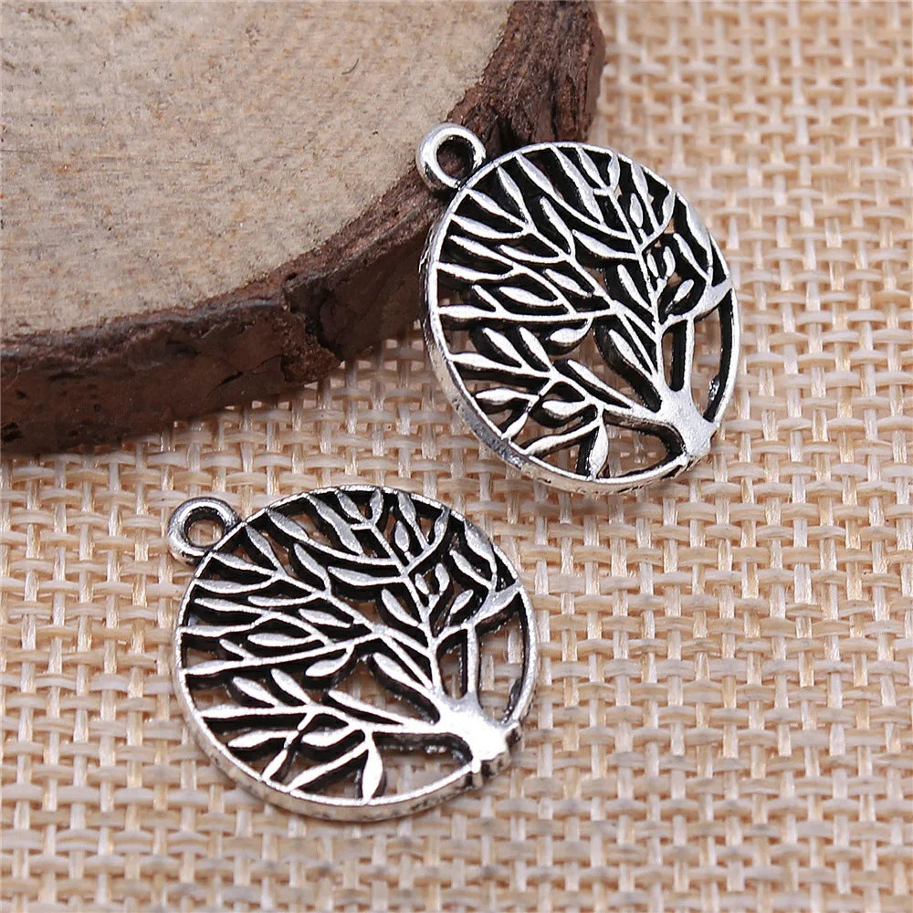 18x22mm 1.6g Multicolor Zinc Alloy Small Tree of Life Charm Pendant for DIY Necklace Bracelet