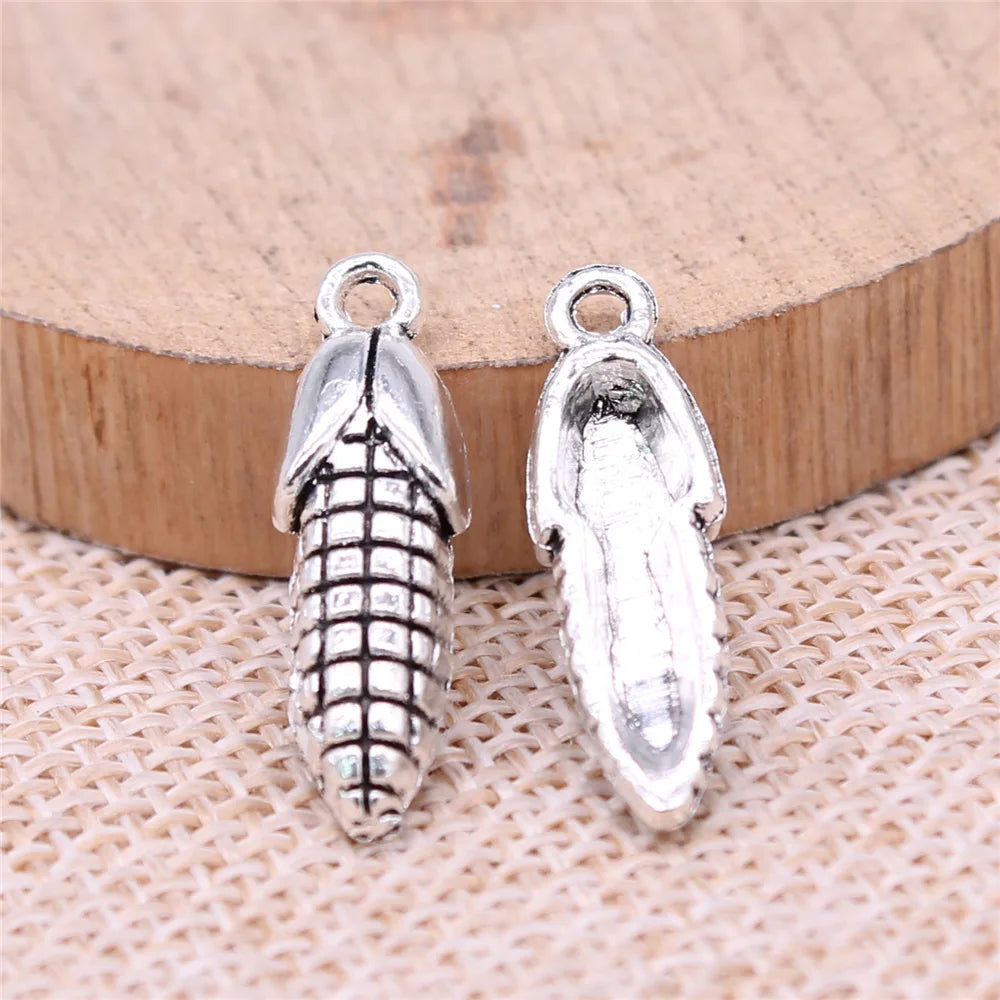 24x7mm 1.4g Antique Silver Zinc Alloy Corn Charm Pendant for DIY Necklace Bracelet Jewelry Making