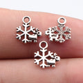 11x10mm 0.25g Antique Silver Zinc Alloy Deer Snowflake Charm Pendant for DIY Christmas Jewelry Making