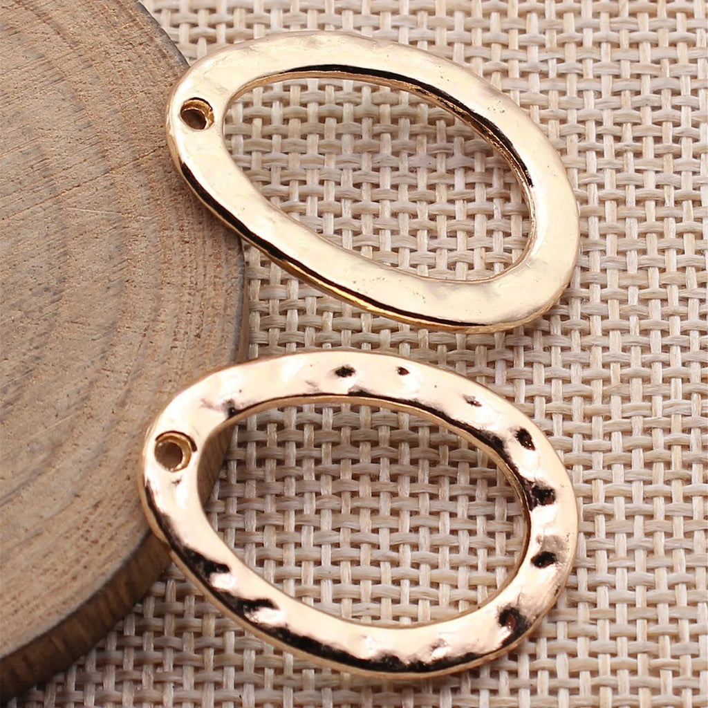 31x22mm 3.2g Multicolor Zinc Alloy Hammered Oval Ring Charm Pendant for DIY Necklace Jewelry Making