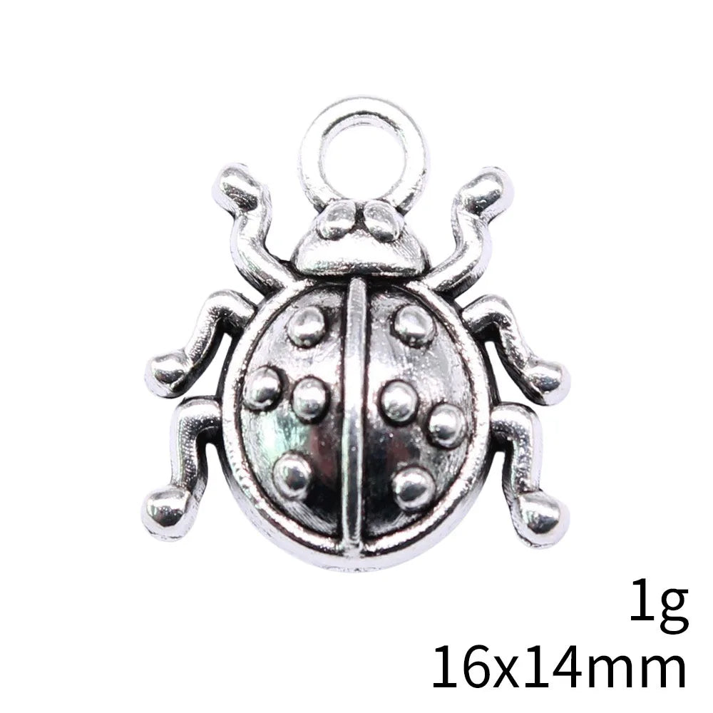 16x14mm 1g Antique Silver Zinc Alloy Ladybug Charm Pendant for DIY Necklace Bracelet Jewelry Making