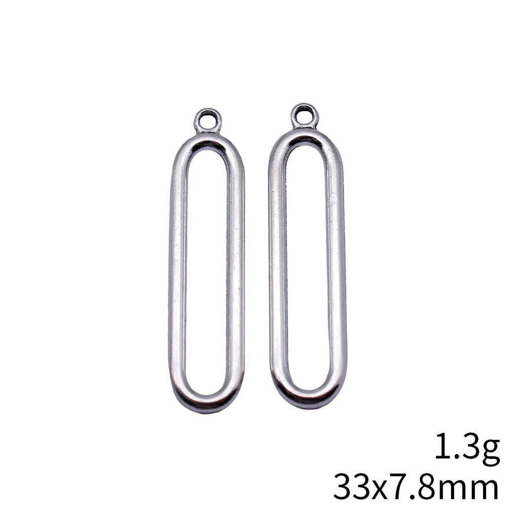 33x7.8mm 1.3g Multicolor Zinc Alloy Hollow Oval Geometric Charm Pendant for DIY Jewelry Making
