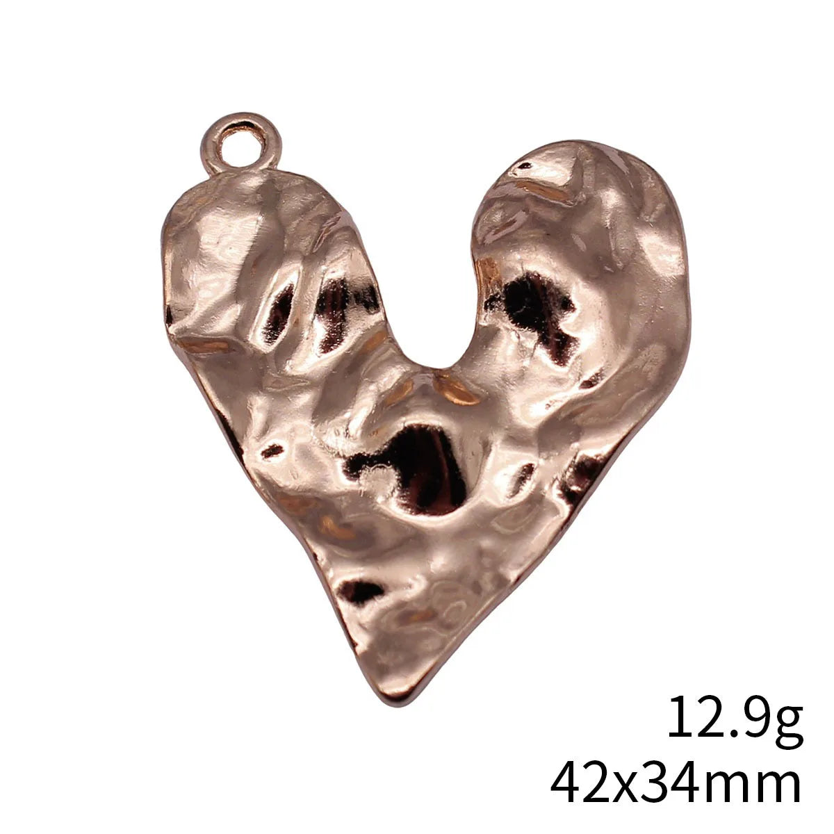 42x34mm 12.9g KC Gold Zinc Alloy Hammered Irregular Concave Heart Charm Pendant for DIY Jewelry