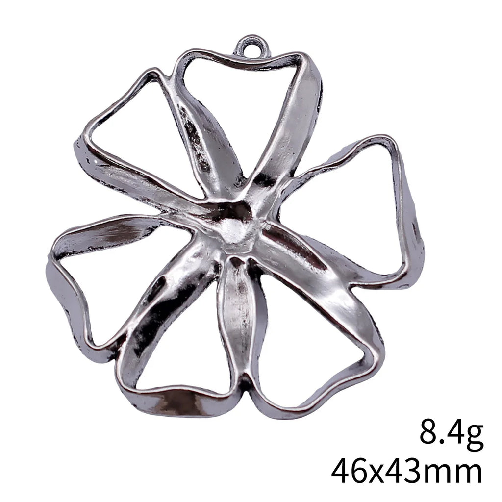 46x43mm 8.4g Antique Silver Zinc Alloy Openwork Geometric Flower Hollow Charm Pendant for DIY Jewelry Making